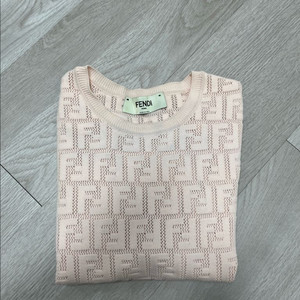 펜디 FF 로고 니트 반팔티 핑크 36