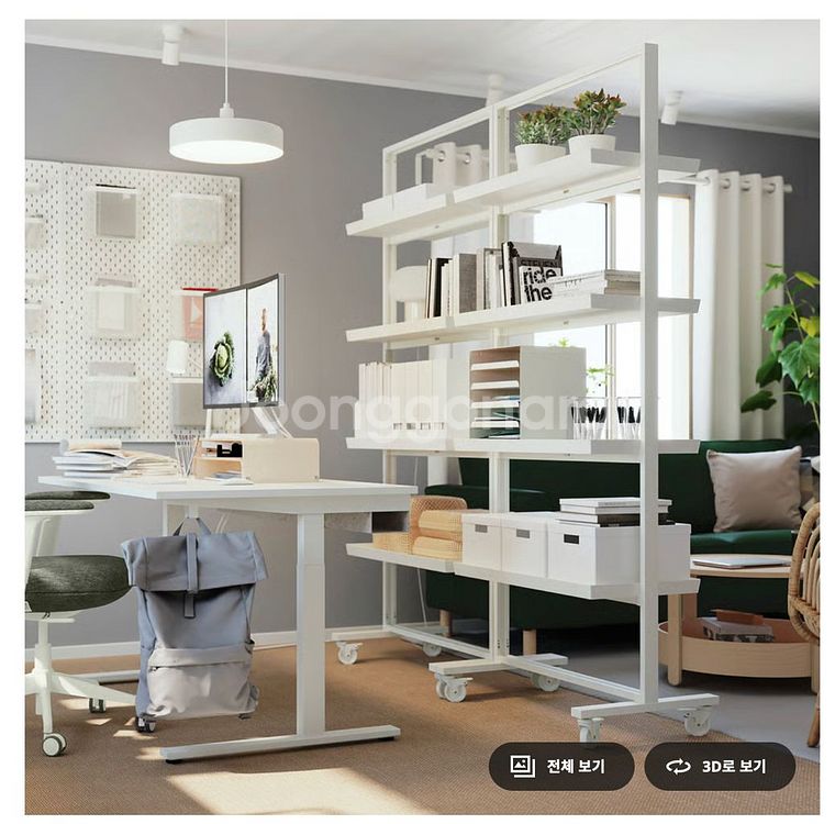 이케아 MITTZON 밋손전시용선반/바퀴프레임, 화이트, 85x205 cm--8