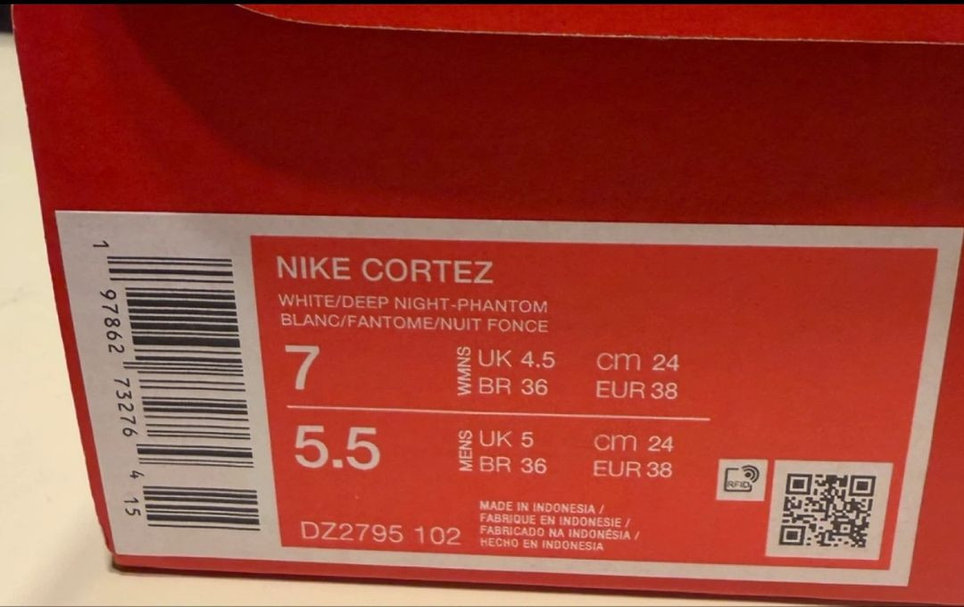 나이키 코르테즈 텍스타일 화이트 딥나이트 우먼즈 240 새제품--6