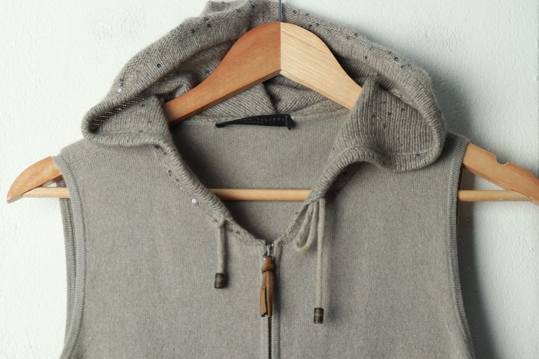 W(S) 파비아나 필리피 니트 가디건 민소매 후드집업--2