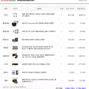 데스크탑 본체 팔아요. (인텔265k, RAM64GB, RTX5070, 삼성SSD PRO 2TB)