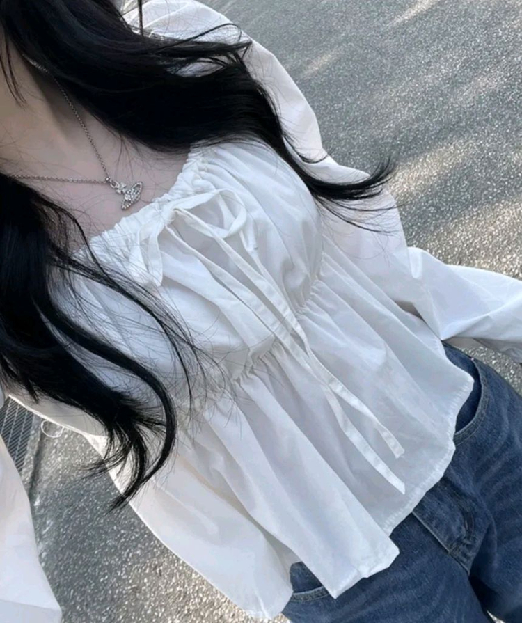 [새상품/택있음]여리여리 면블라우스 퍼프 소매 프릴 여성스러움--1