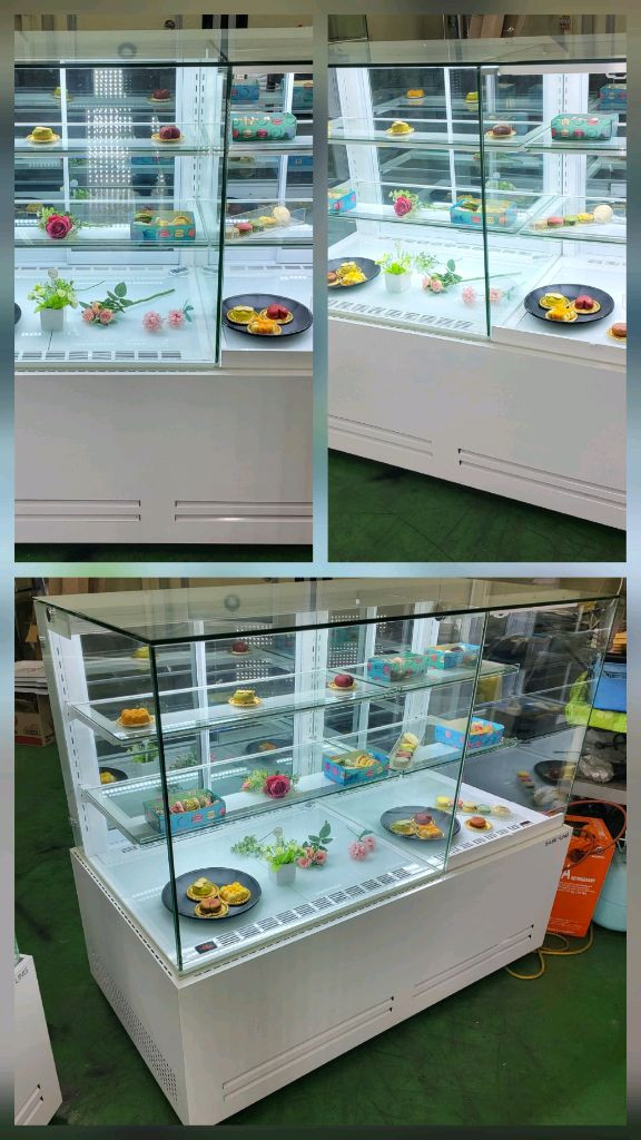 카페용 마카롱 샌드위치 케잌 베이커리 디저트 냉동냉장 쇼케이스 앞문형 화이트 저온콤프 이미지