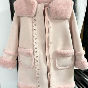 룰라비 여아 핑크 무스탕 코트