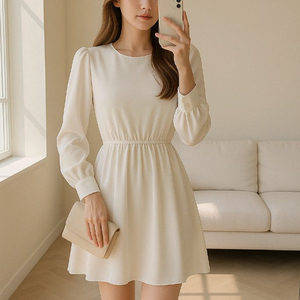 허리밴딩 셔링 소프트 미니원피스