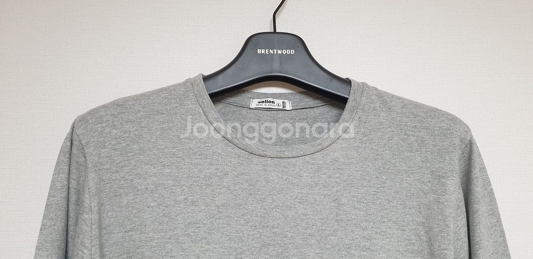 무지 기본 긴팔 라운드 티셔츠 100 그레이--1