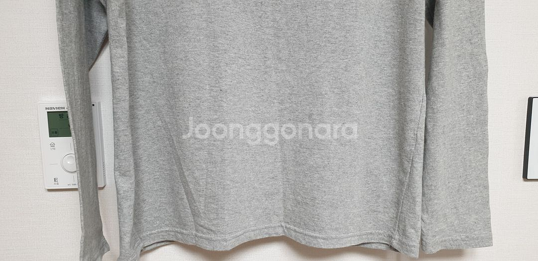 무지 기본 긴팔 라운드 티셔츠 100 그레이--2