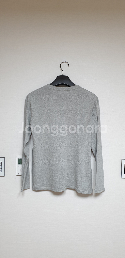 무지 기본 긴팔 라운드 티셔츠 100 그레이--3