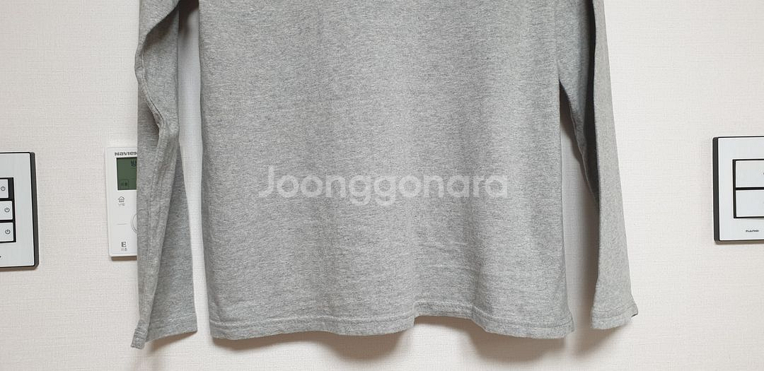 무지 기본 긴팔 라운드 티셔츠 100 그레이--5