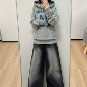 아베크롬비 자수로고 그레이 후드티