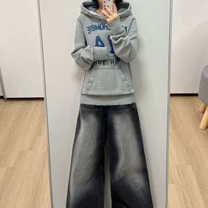 아베크롬비 자수로고 그레이 후드티