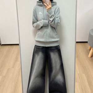 나이키 자수로고 그레이 후드집업