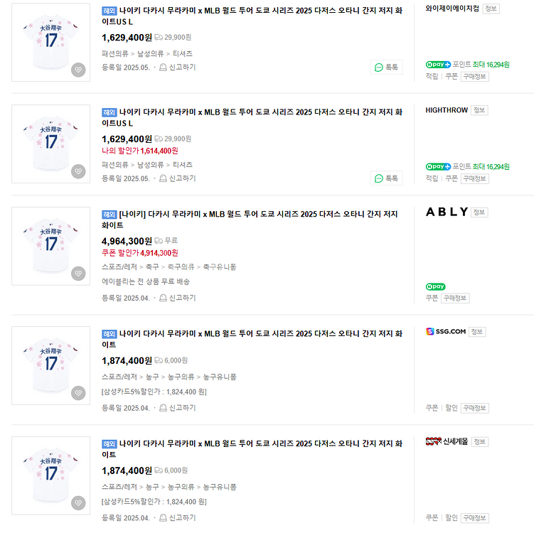 나이키 다카시 무라카미 x MLB 월드 투어 도쿄 시리즈 2025 다저스 오타니 간지 저지 (L)--2