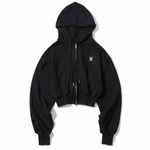 우알롱 크롭 후드집업 (거의 새상품)(black)(xs