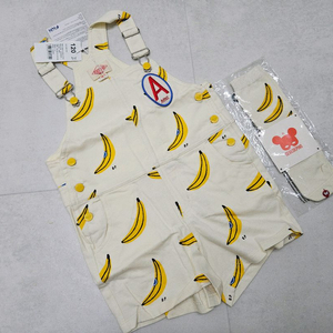 새상품) 베베드피노 바나나 오버롤 120+니삭스