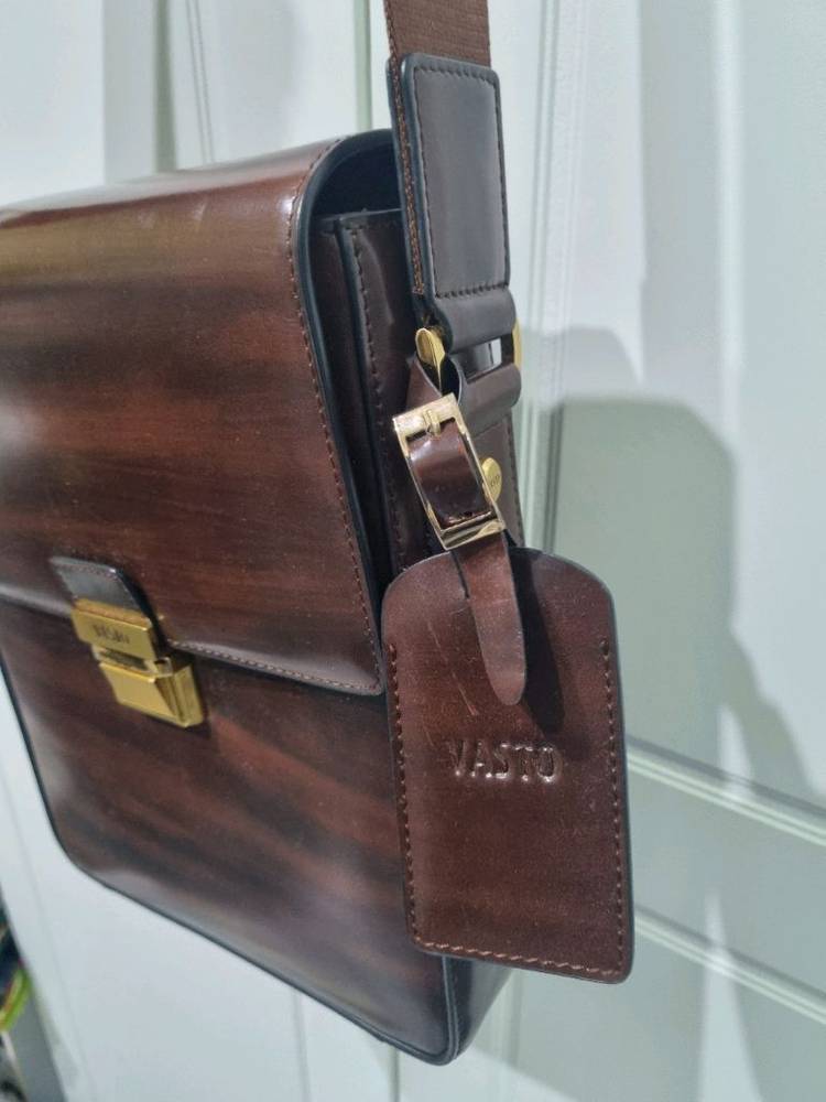 VASTO 브라운 가죽 크로스백(남여)--1