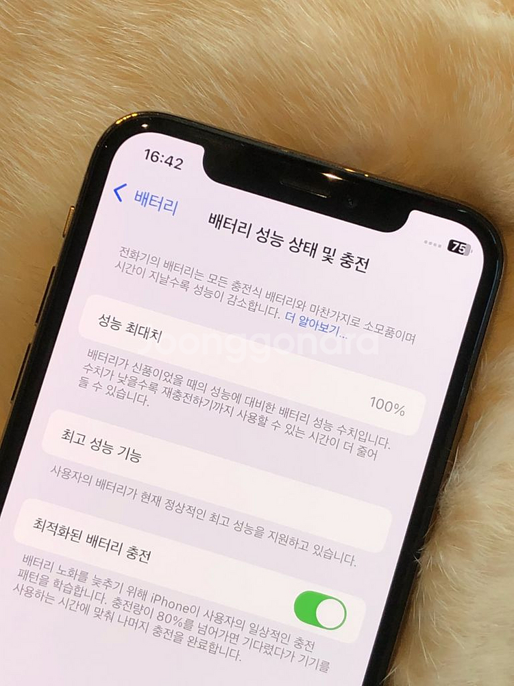 아이폰 XS 골드 64G 배터리 100 무음--7