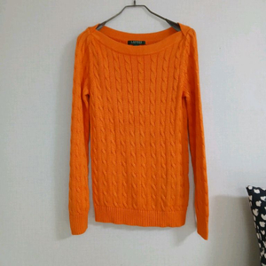 랄프로렌 꽈배기 니트 오렌지