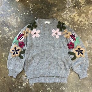 F) ENC 꽃 자수 니트 스웨터