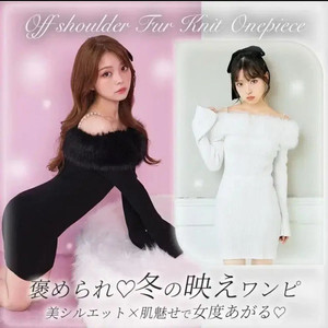 일브히메갸루스나계걸리양지뢰양산형 미셸마카롱 허니뮤 버니즈리 퍼비쥬오프숄더원피스 빅리본 앙상블 탑 2단플레어프릴스커트