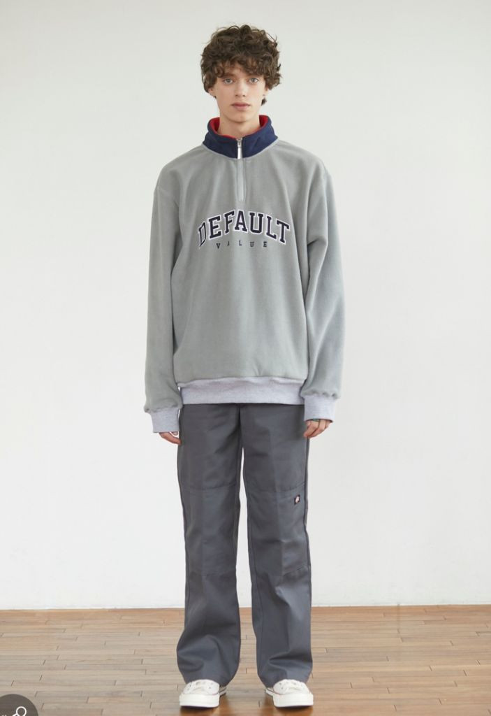 디폴트벨류 뽀글이 아치로고 하프플리스 집업 L(최종할인 이미지