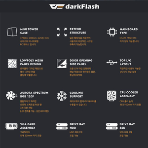 OVER SYSTEM케이스 darkFlash 다크플래시 DLM21 RGB MESH강화유리 화이트 판매