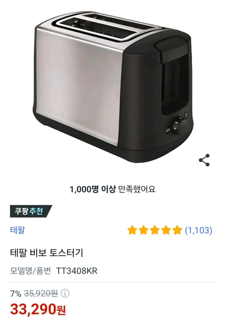 데팔 비보 토스터기 TT3408KR (2번 사용, 거의 새거) 이미지