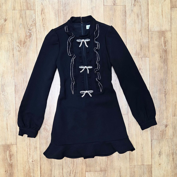 셀프포트레이트(self-portrait) 크레이프 러플 빕원피스 44-마른55--2