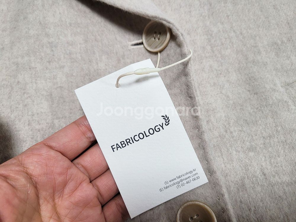 패브릭컬러지(Fabricology) 핸드메이드 벨티드코트 프리 새상품--8