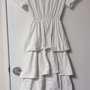 데일리 라운드넥 캉캉 코튼 레이어드 밴딩 롱 원피스