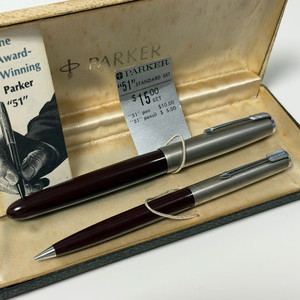 빈티지 파카 51 버건디 무광캡 14K F닙 만년필 펜슬 세트 MINT 미사용품