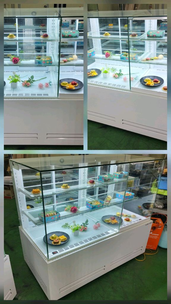 카페용 콤비 듀얼 마카롱 샌드위치 케잌 베이커리 디저트 냉동냉장 쇼케이스 앞문형 화이트 저온콤프 이미지