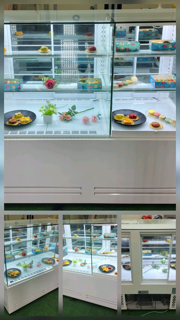 카페용 콤비 듀얼 마카롱 샌드위치 케잌 베이커리 디저트 냉동냉장 쇼케이스 앞문형 화이트 저온콤프 이미지