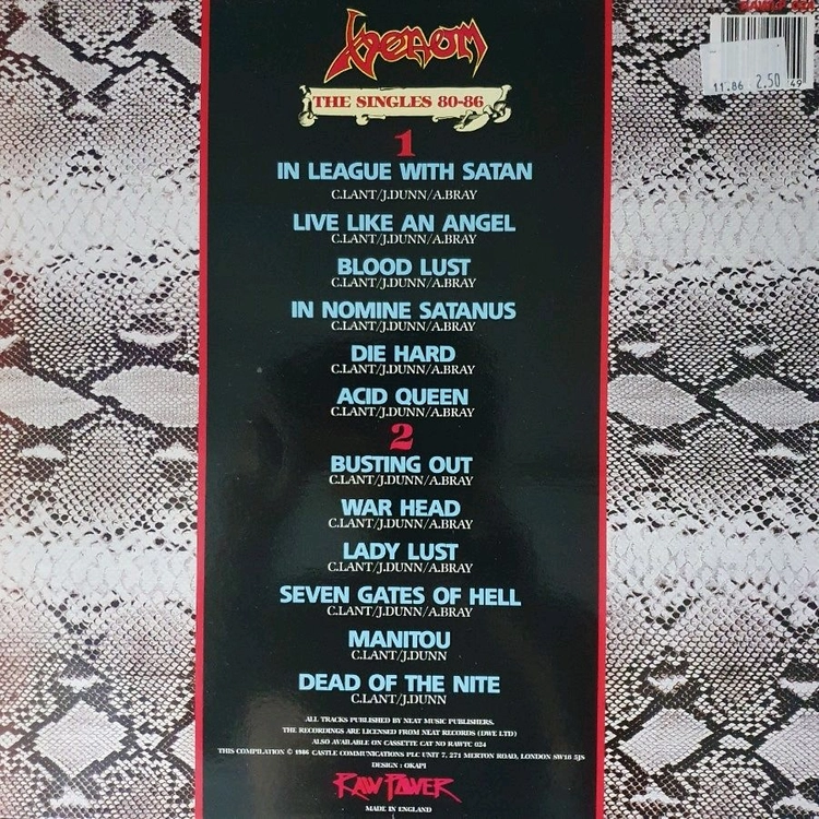 VENOM - THE SINGLES 80~86 LP 이미지