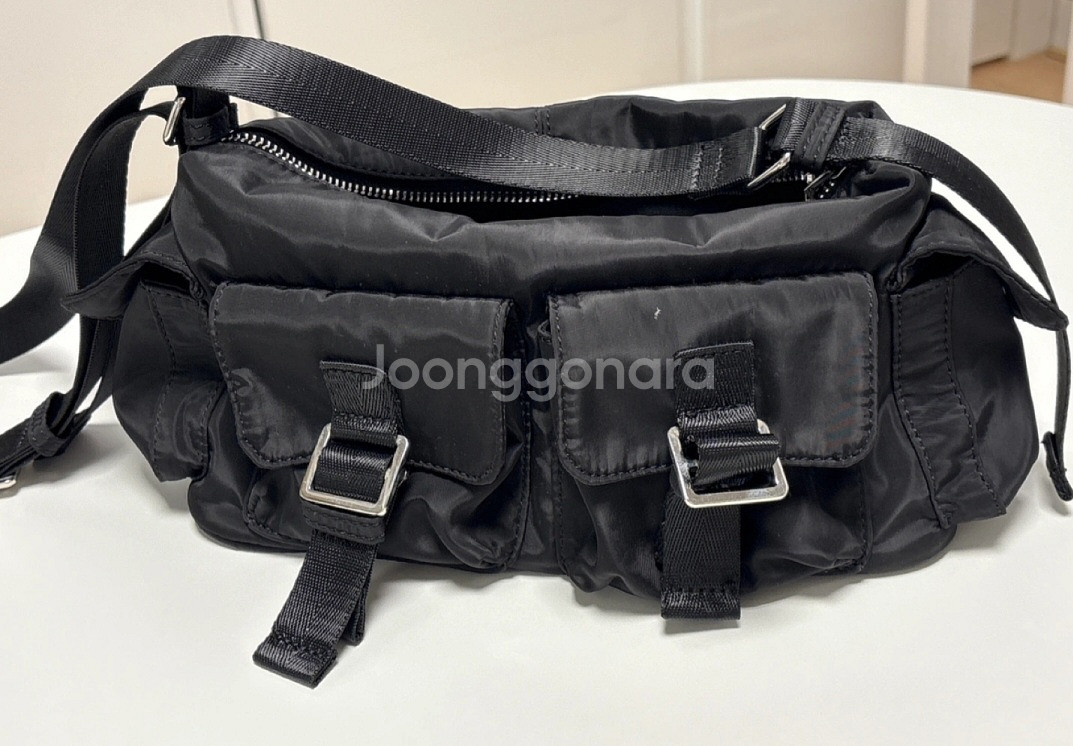 프라다원단 크로스백, 블랙--0