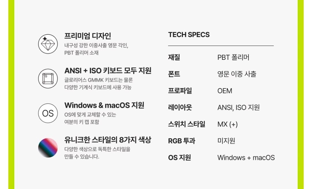 새거 미사용/ 오늘받음 / 글로리어스 GPBT 베이직 키 캡 세트 / 블랙 이미지