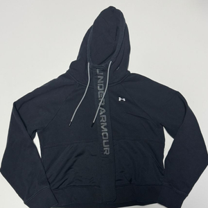 여성 언더아머 기모 크롭 트레이닝 후드집업 블랙 이미지