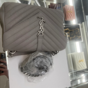 편한문의 희소템))생로랑 컬리지 미디움 그레이 그레인카프 + 올드앤틱 실버 희소템/ 새상품급