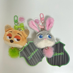 (새상품) 주토피아 닉 주디 코튼캔디팝 인형 키링 세트 8cm