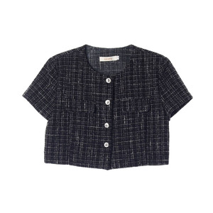CURETTY 큐리티 블랙 아웃포켓 반팔 크롭 트위드 자켓 재킷 이미지