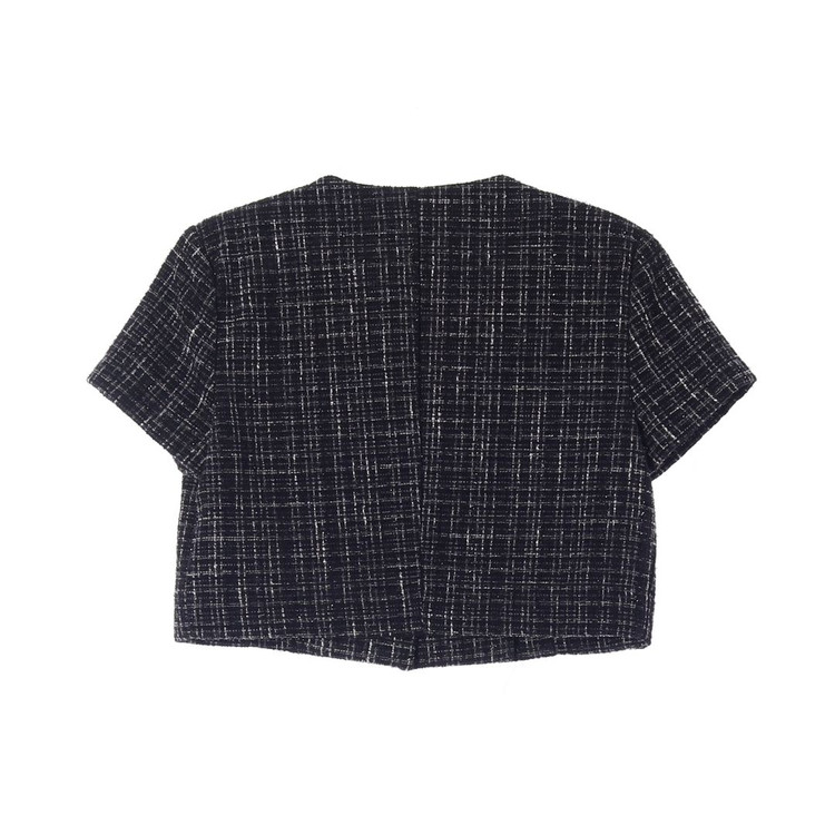 CURETTY 큐리티 블랙 아웃포켓 반팔 크롭 트위드 자켓 재킷 이미지