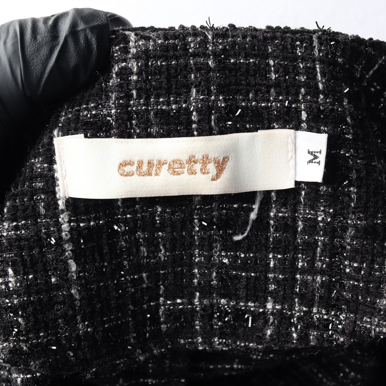 CURETTY 큐리티 블랙 아웃포켓 반팔 크롭 트위드 자켓 재킷 이미지