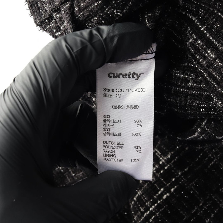 CURETTY 큐리티 블랙 아웃포켓 반팔 크롭 트위드 자켓 재킷 이미지