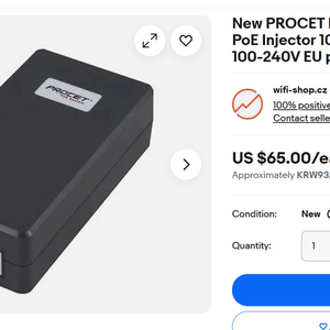 PROCET 10G 60W PoE 인젝터(PT-PSE104GB-60-10) 미사용 새상품