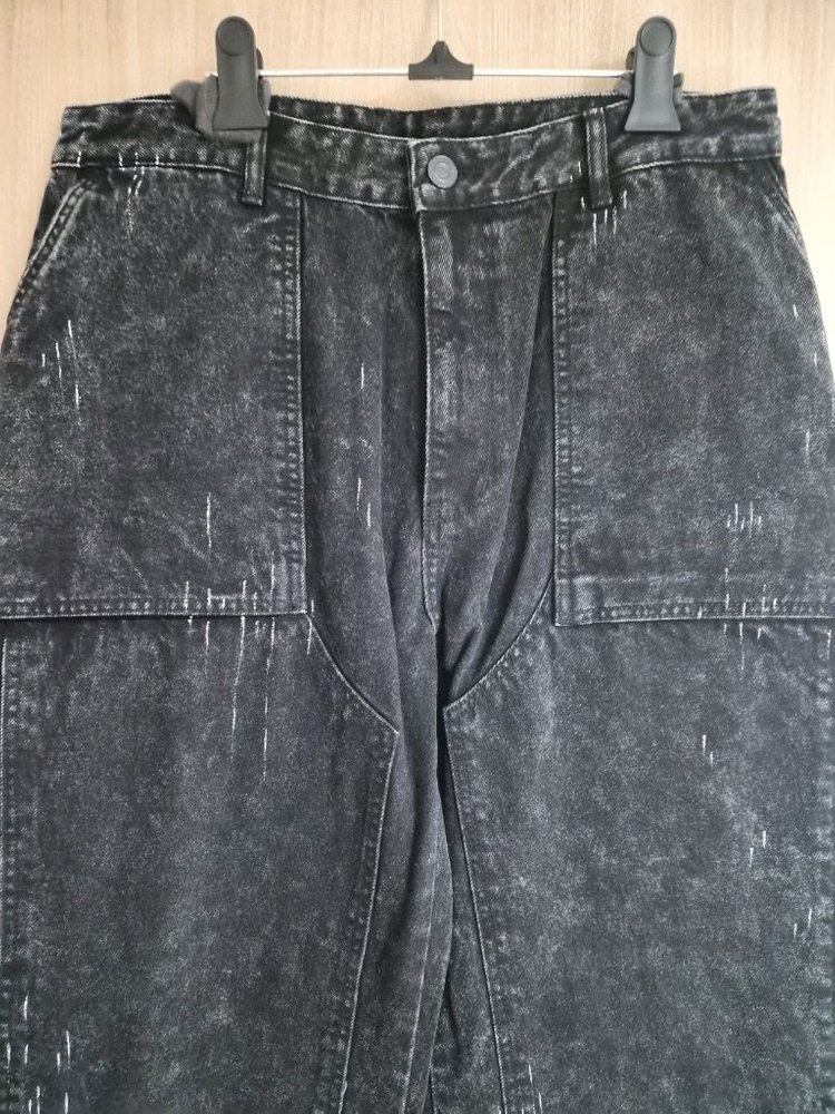 준지 블랙 워싱 데님 카고 팬츠--1