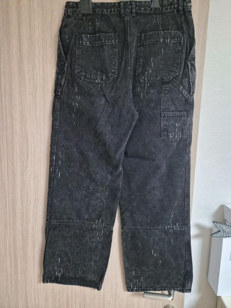 준지 블랙 워싱 데님 카고 팬츠--2