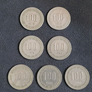 구형 100원 동전 모음 (1978, 1980년대) 이미지