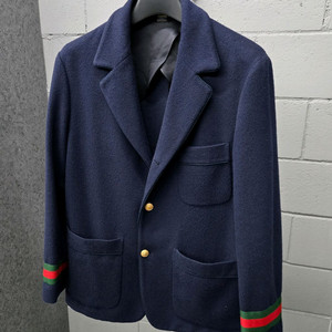 구찌 금장 삼선 스트라이프 울 블레이저 자켓