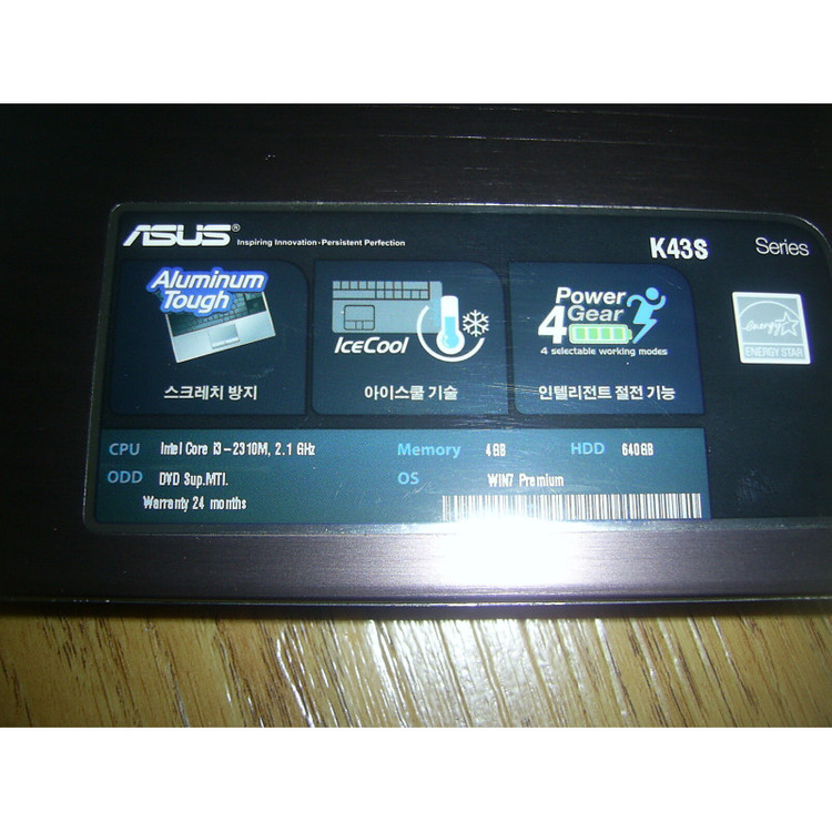 노트북ASUS북 i3-2310m cpu 2.10ghz/SSD120G/4g부속/부품용--4