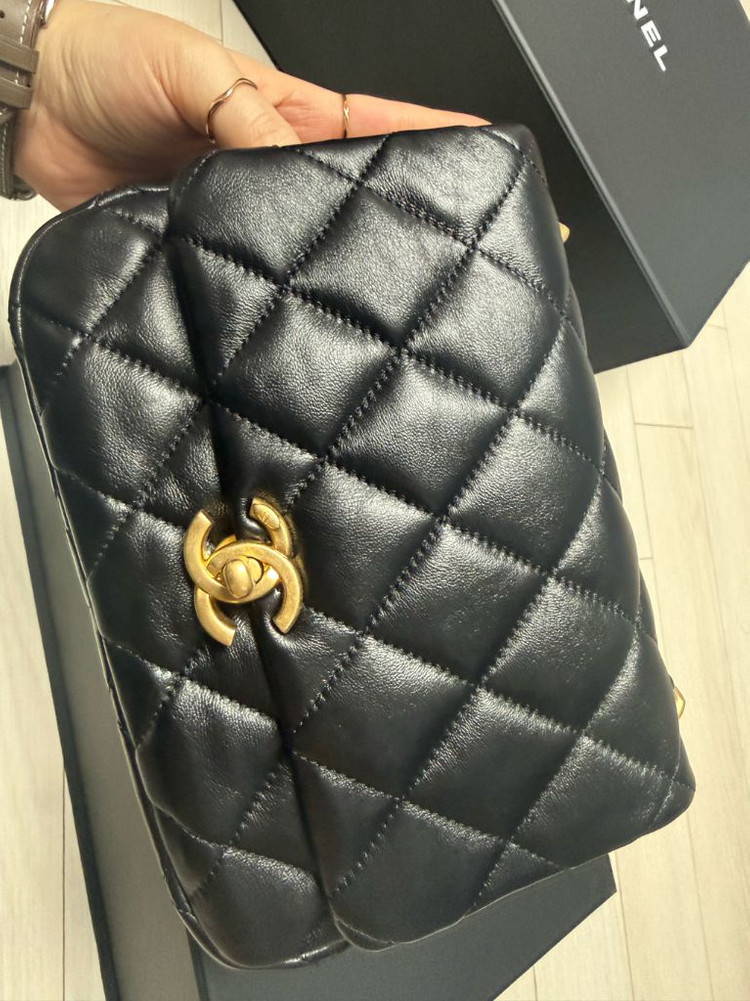 샤넬 시즌백 블랙 램스킨 내장칩--7